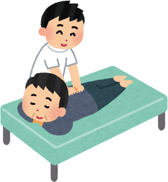 Illustration of a Boy Giving a Massage to a Lying Man