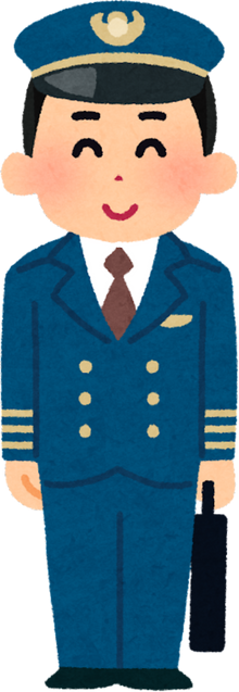 Illustration of a Smiling Pilot in Uniform Holding a Bag