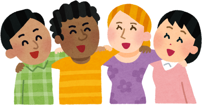 Illustration of Diverse Friends Embracing